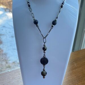Lia Sophia Dalmation stone &  Silver Beaded Necklace